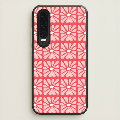 Square Abstract Flowers Pink Huawei P30 Case