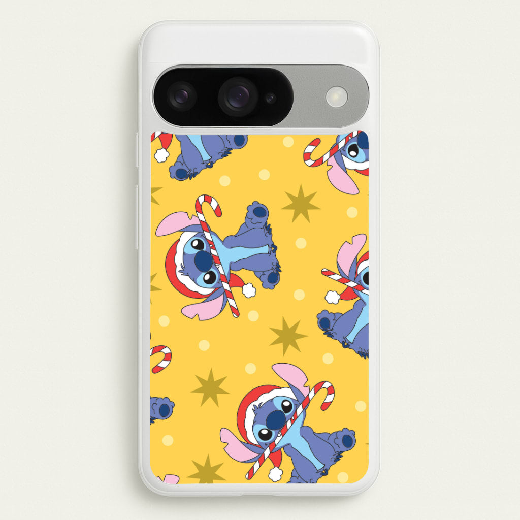 Cute Blue Alien Candycane Christmas Pattern Google Pixel 10 / 10 Pro Case