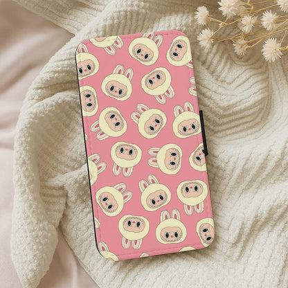 Cute Cream Monster Face Pattern Leather Phone Case