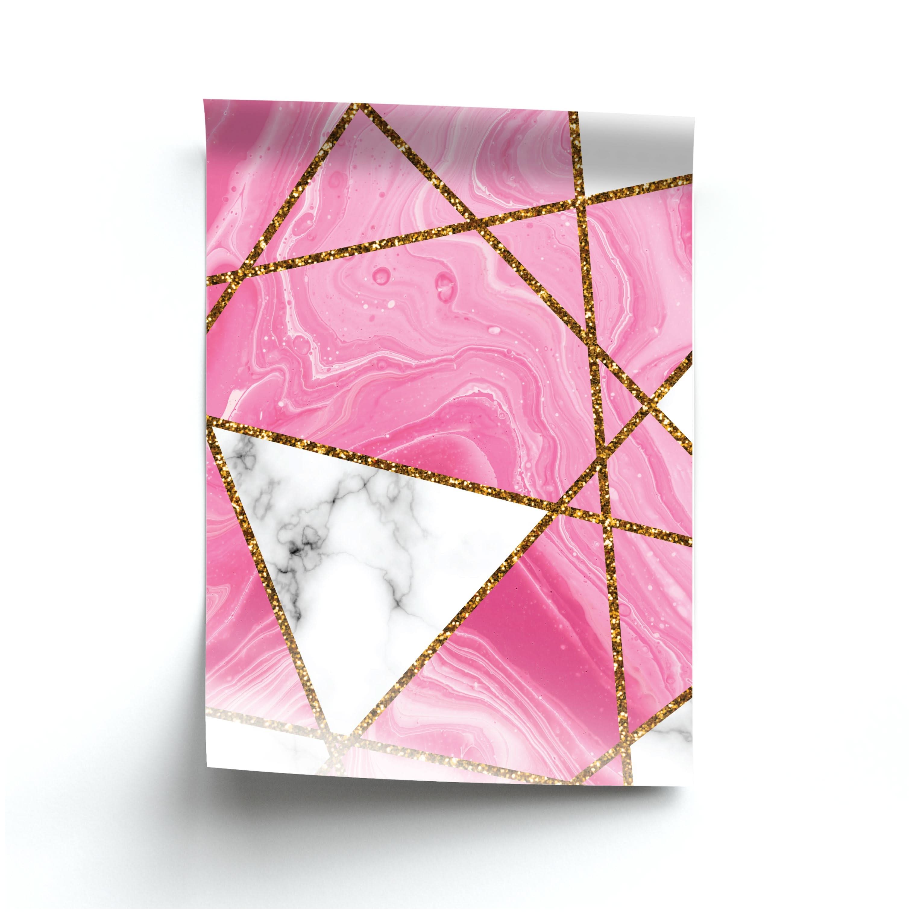 Pink Marble And Gold Collage Poster