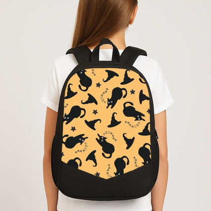 Black Cat And Hats Pattern School Bag