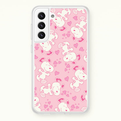 Cartoon Beagle Valentine Hearts Pattern Galaxy S22 Plus Case