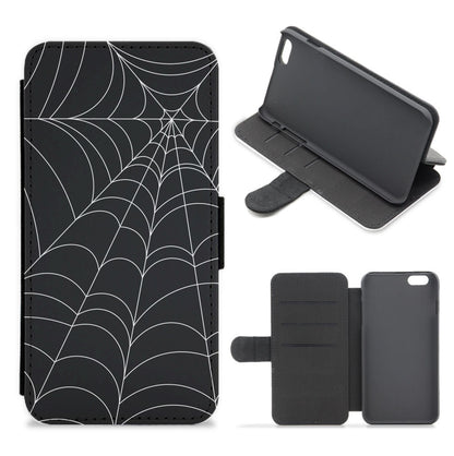 Black Cobwebs Pattern Flip / Wallet Phone Case