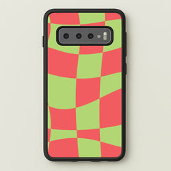 Abstract Red And Green Christmas Pattern Galaxy S10 Case