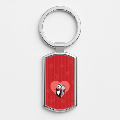 J And S Heart Silver Metal Keyring