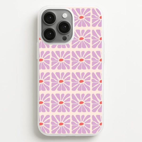 Square Abstract Flowers Mauve iPhone 13 Pro Max Case