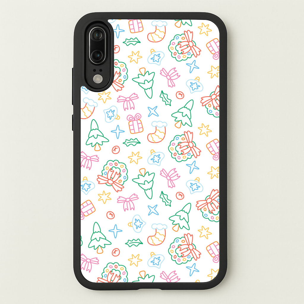 Neon Christmas Icons Pattern II Huawei P20 Case