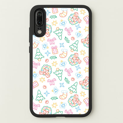 Neon Christmas Icons Pattern II Huawei P20 Case