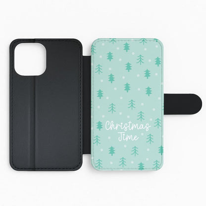 Cute Xmas Trees Pattern Flip Phone Case