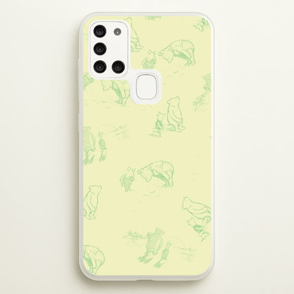 Sketched Winnie Pattern Galaxy A21s Case