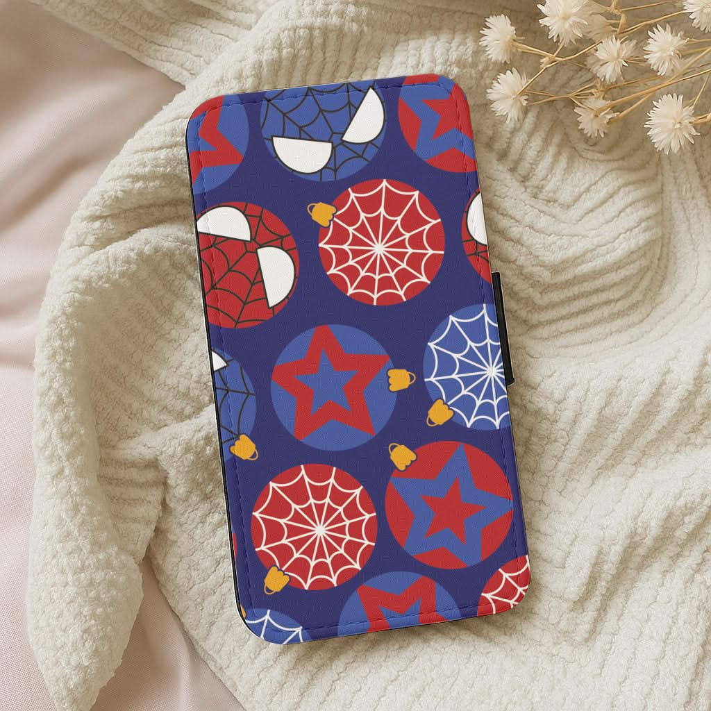 Spider Hero Baubles Pattern Leather Phone Case