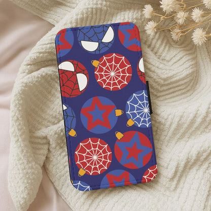 Spider Hero Baubles Pattern Leather Phone Case