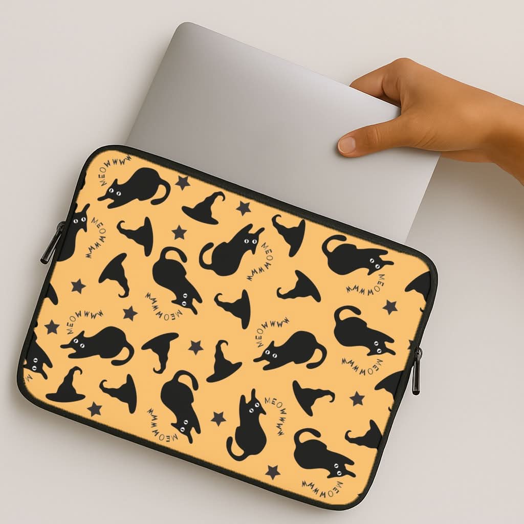 Black Cat And Hats Pattern MacBook Cover