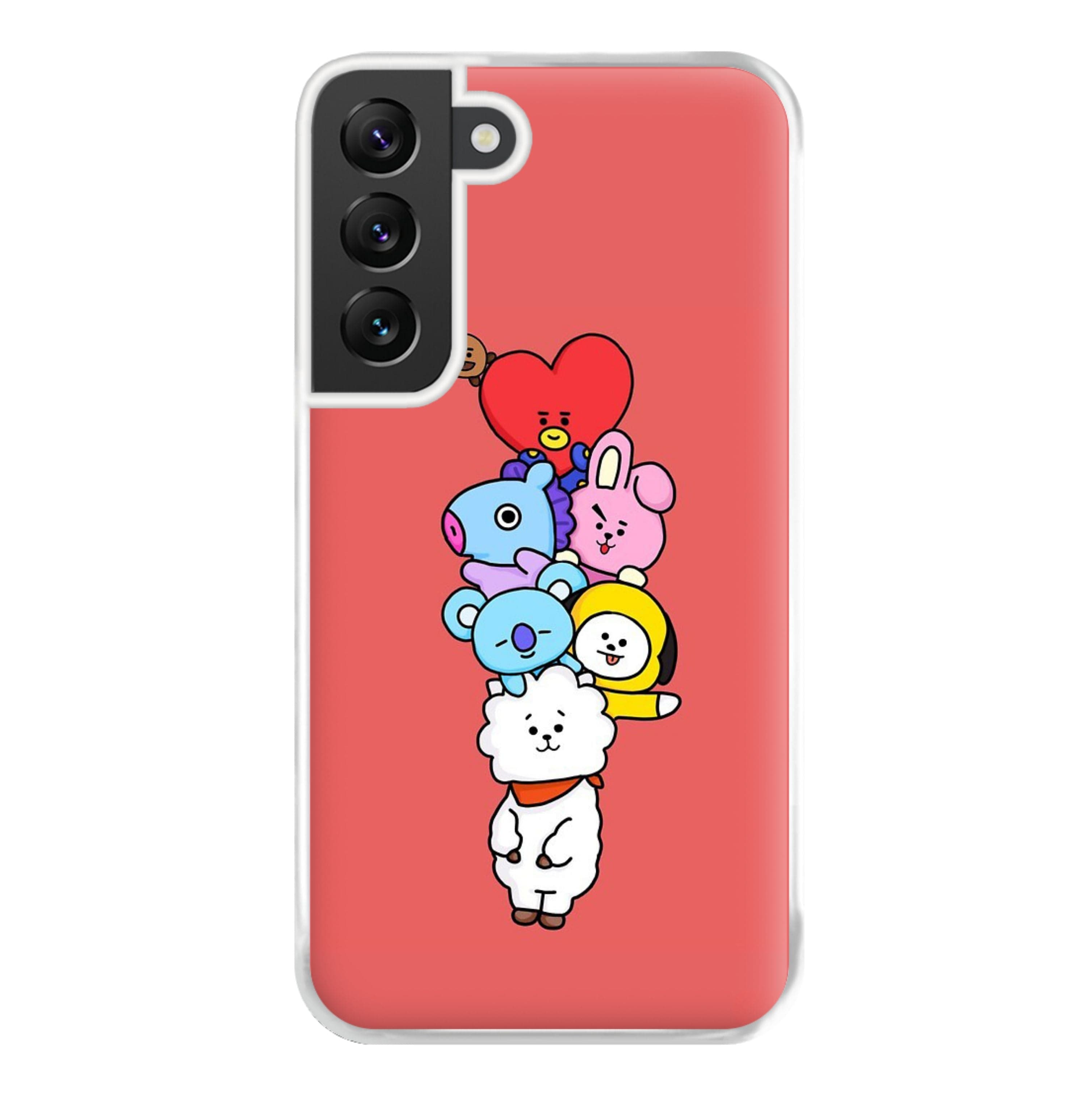 Red BT21 - RJ, Mang, Koya, Chimmy, Cooky, Shooky, Tata - K Pop Phone Case