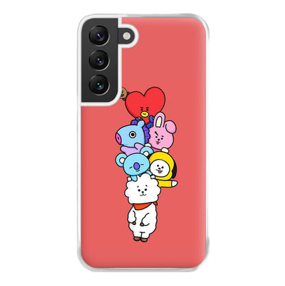 Red BT21 - RJ, Mang, Koya, Chimmy, Cooky, Shooky, Tata - K Pop Phone Case