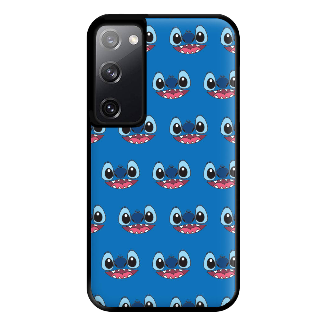 Blue Alien Face Pattern Galaxy S20 Case