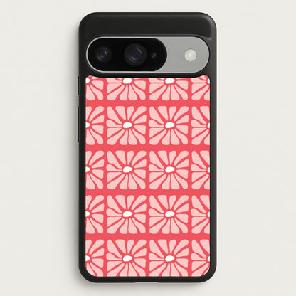 Square Abstract Flowers Pink Google Pixel 10 / 10 Pro Case