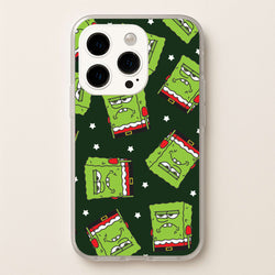 Grumpy Christmas Cartoon Sponge Pattern iPhone 15 Pro Max Case
