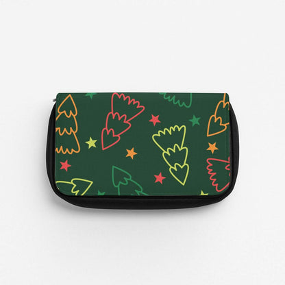 Colourful Christmas Tree Outlines Pattern Pencil Case
