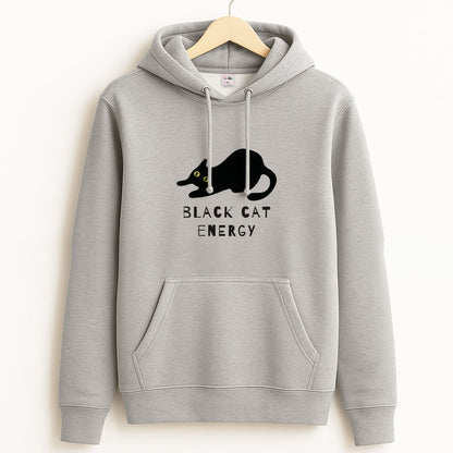Black Cat Energy Unisex Grey Hoodie