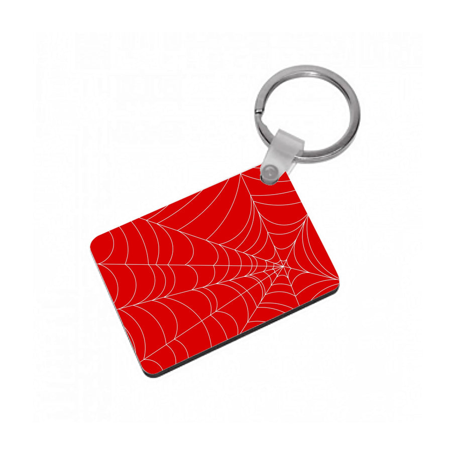 Red Cobwebs Pattern Keyring