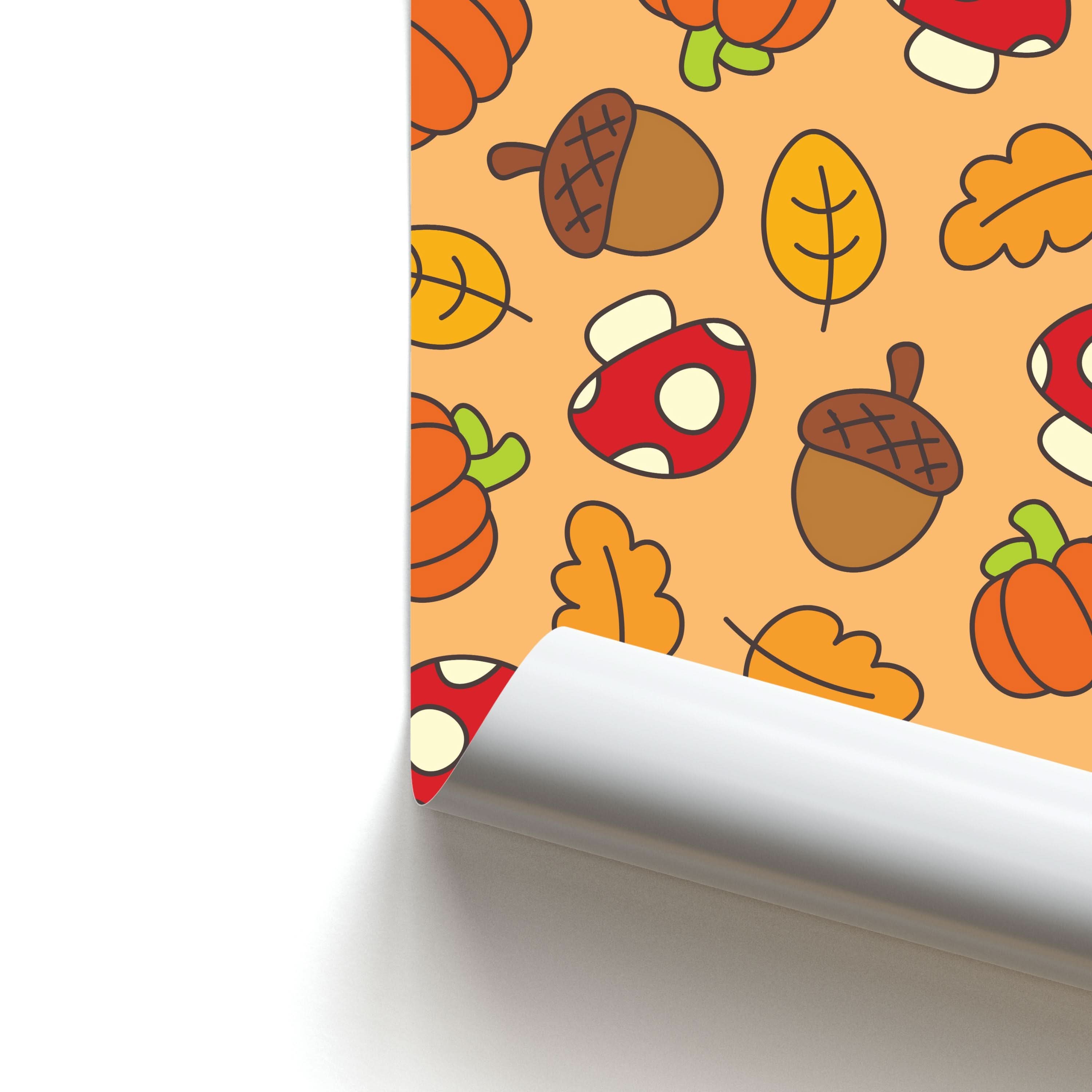 Cartoon Autumn Icons Pattern Poster