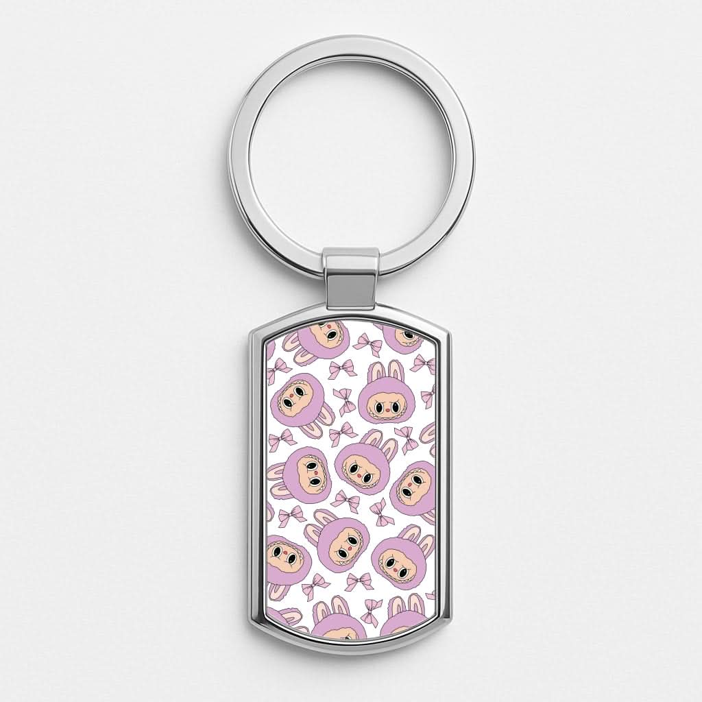 Cute Purple Monster And Bows Pattern Luxury Keyring