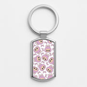 Cute Purple Monster And Bows Pattern Luxury Keyring 1
