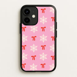 Coquette Bows And Snowflakes Pattern iPhone 12 / 12 Pro Case