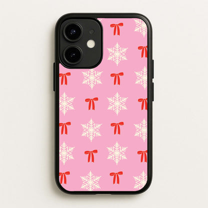 Coquette Bows And Snowflakes Pattern iPhone 12 / 12 Pro Case