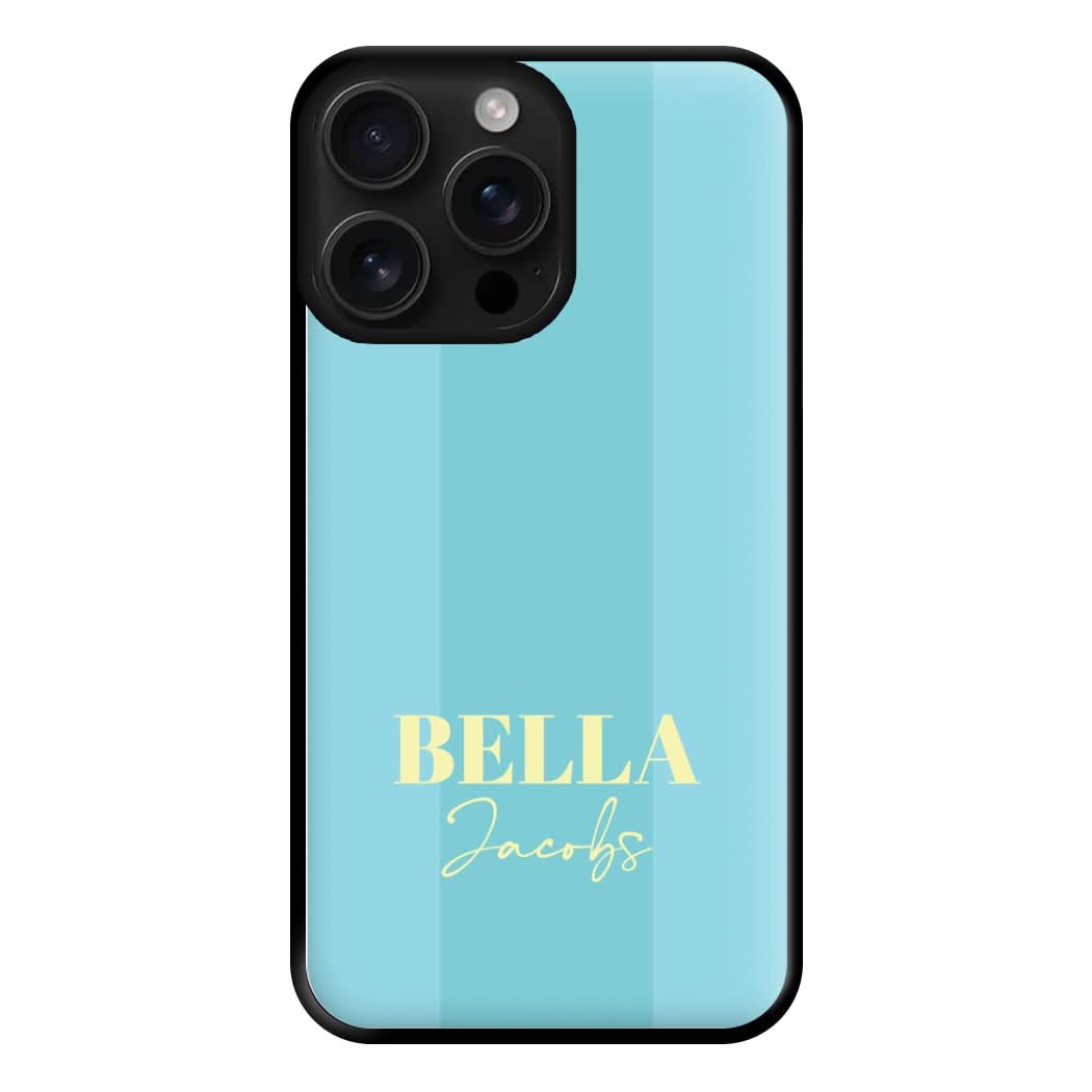 Blue Stripe Personalised Name Phone Case for Apple iPhone, Samsung Galaxy, Huawei and Google Pixel