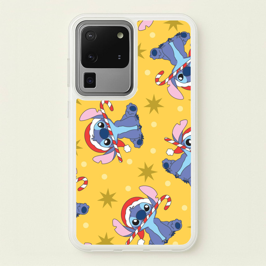 Cute Blue Alien Candycane Christmas Pattern Galaxy S20 Ultra Case