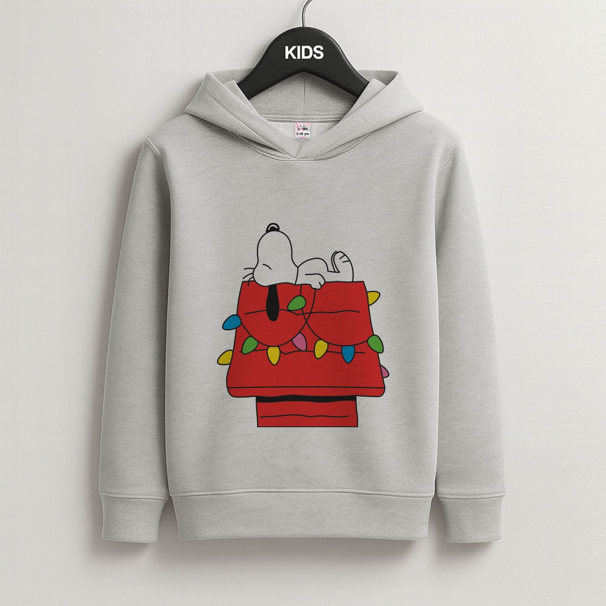 Cartoon Beagle Fairylights Grey Kids Hoodie