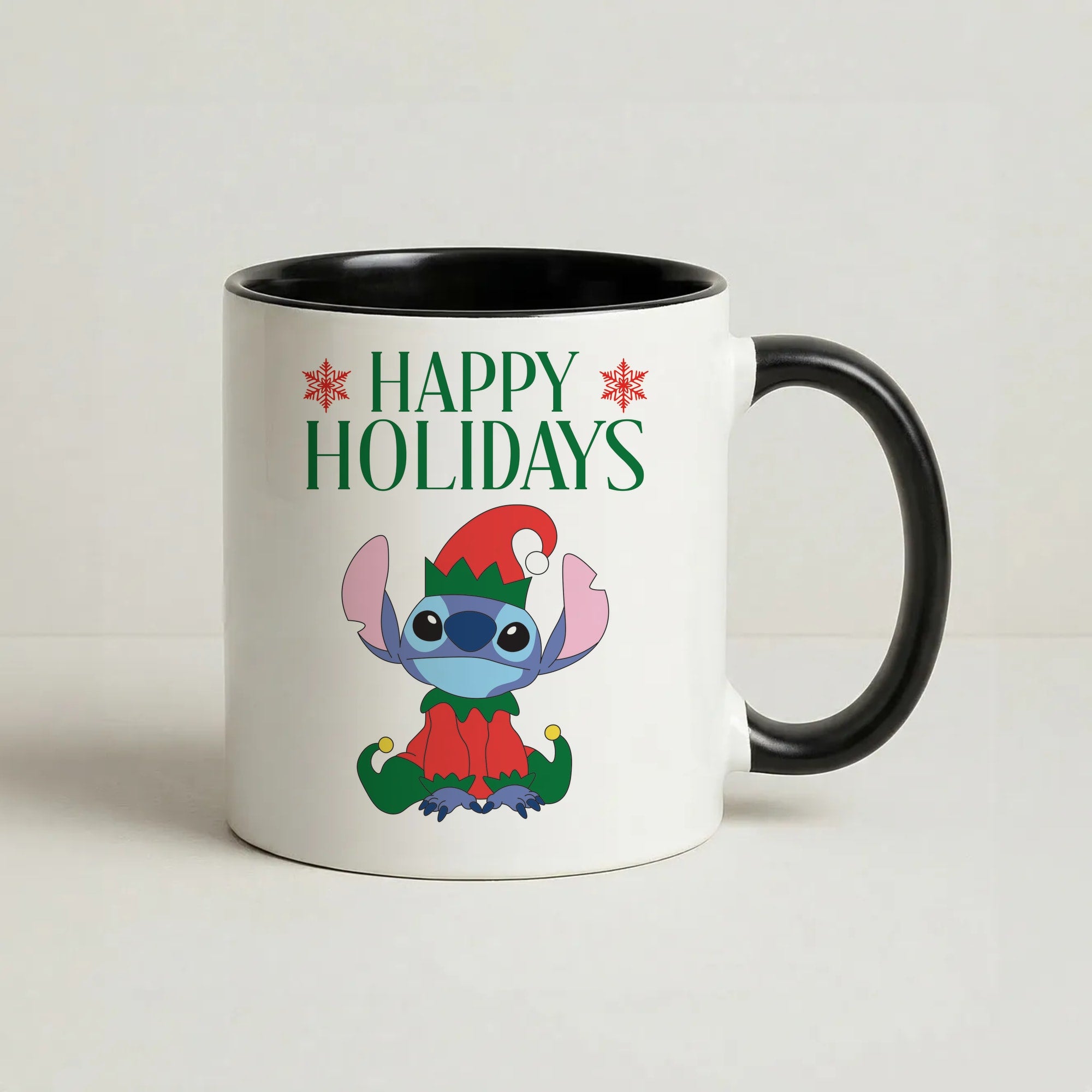 Cute Blue Alien Elf Coffee Black Mug