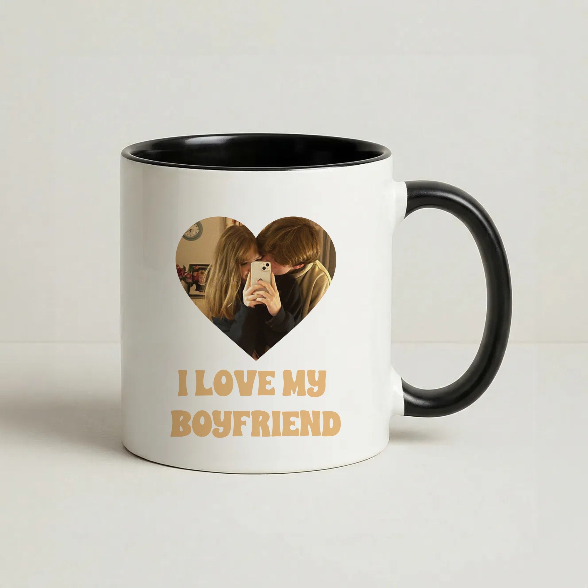I Love My Boyfriend - Personalised Couples Coffee Black Mug