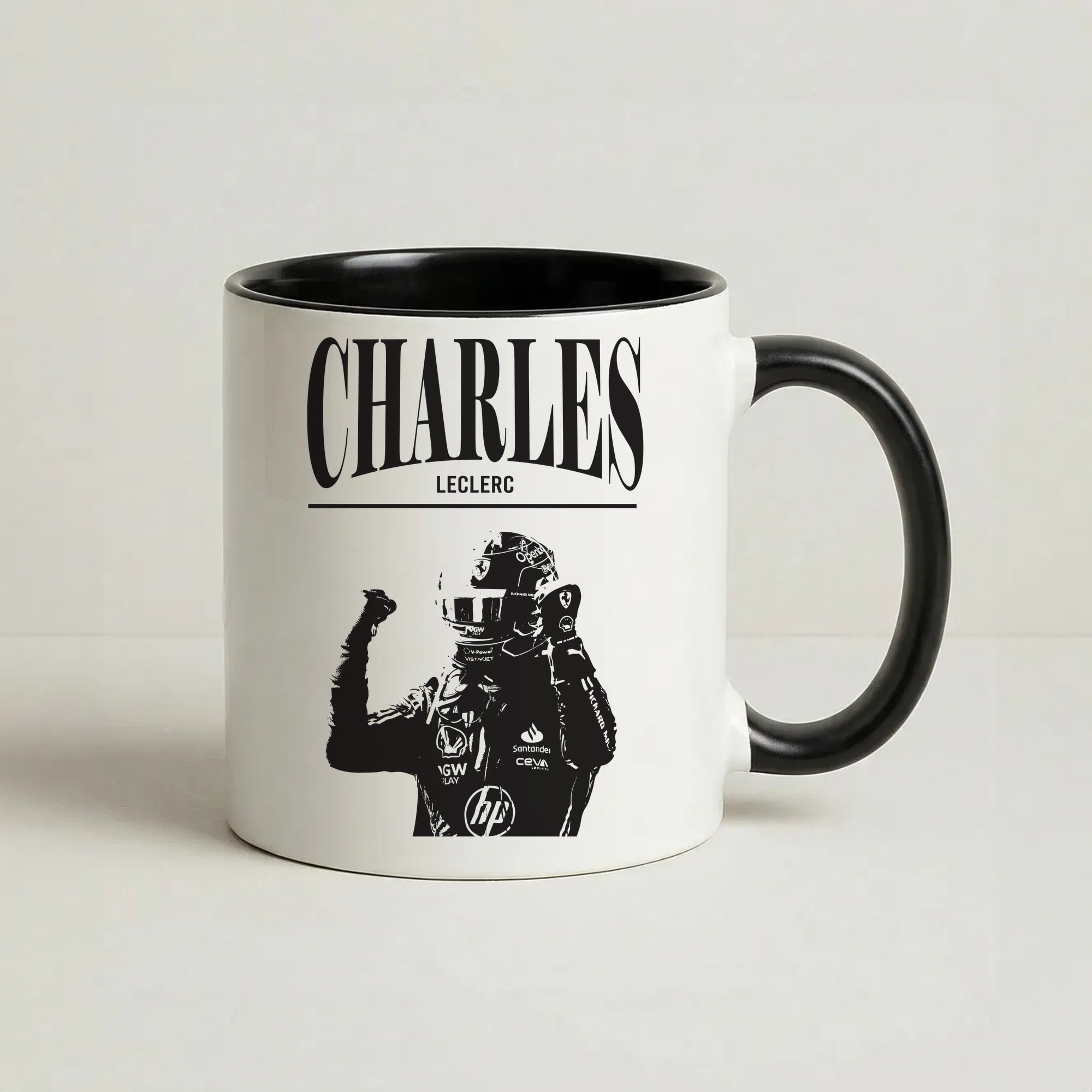 Charles Red And Gold Coffee Black Mug