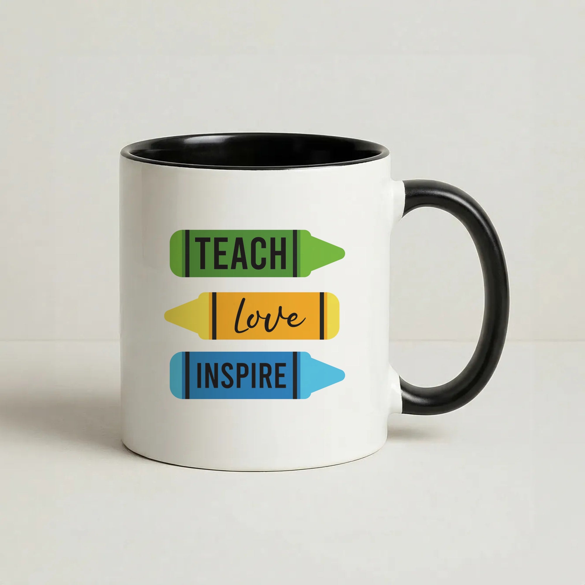 Teach, Love, Inspire Coffee Black Mug