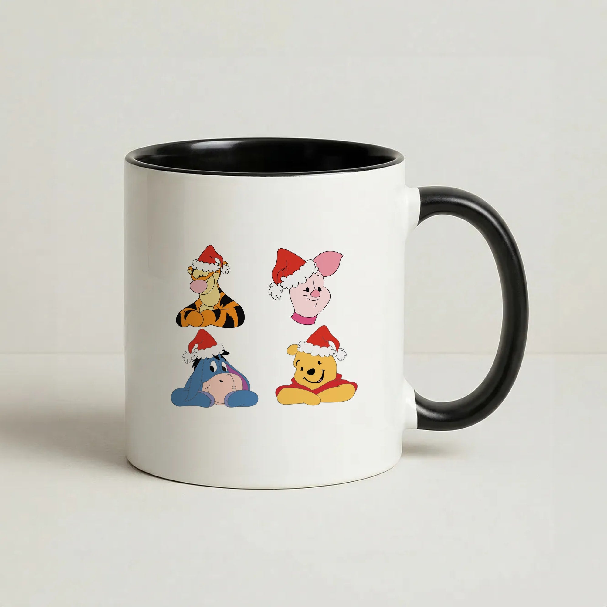 Bear, Tiger, Donkey and Pig Pattern Christmas Coffee Black Mug