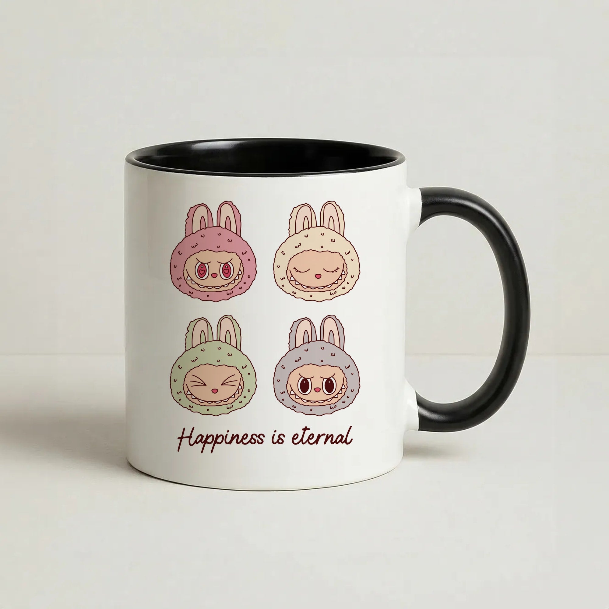 Happiness Is Eternal Monsters Coffee Black Mug