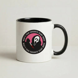 What's Your Favourite Scary Movie Badge Coffee Black Mug