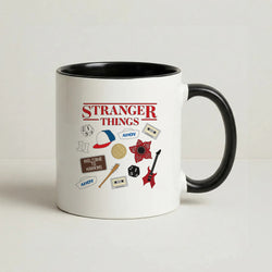 Stranger Things Cartoon Icons Coffee Black Mug