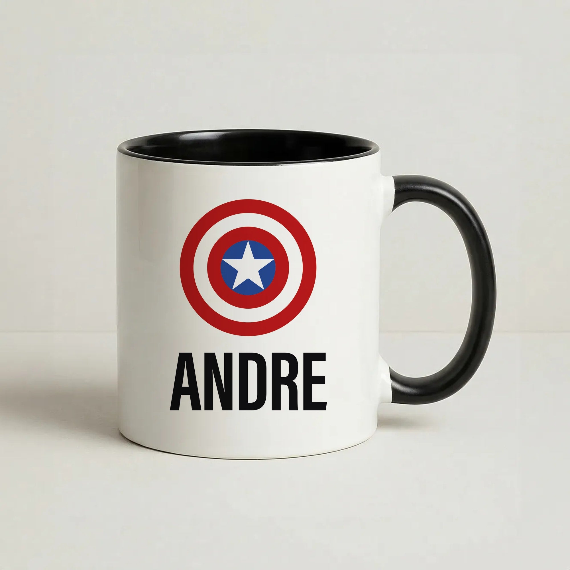 Captain America - Personalised Superhero Comic Coffee Black Mug