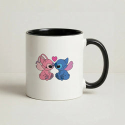 Angel And Blue Alien - Black Alien Coffee Black Mug