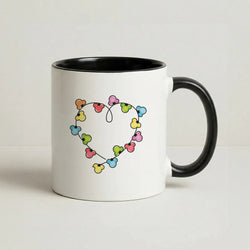 Cartoon Mouse Christmas Fairylights Heart Coffee Black Mug