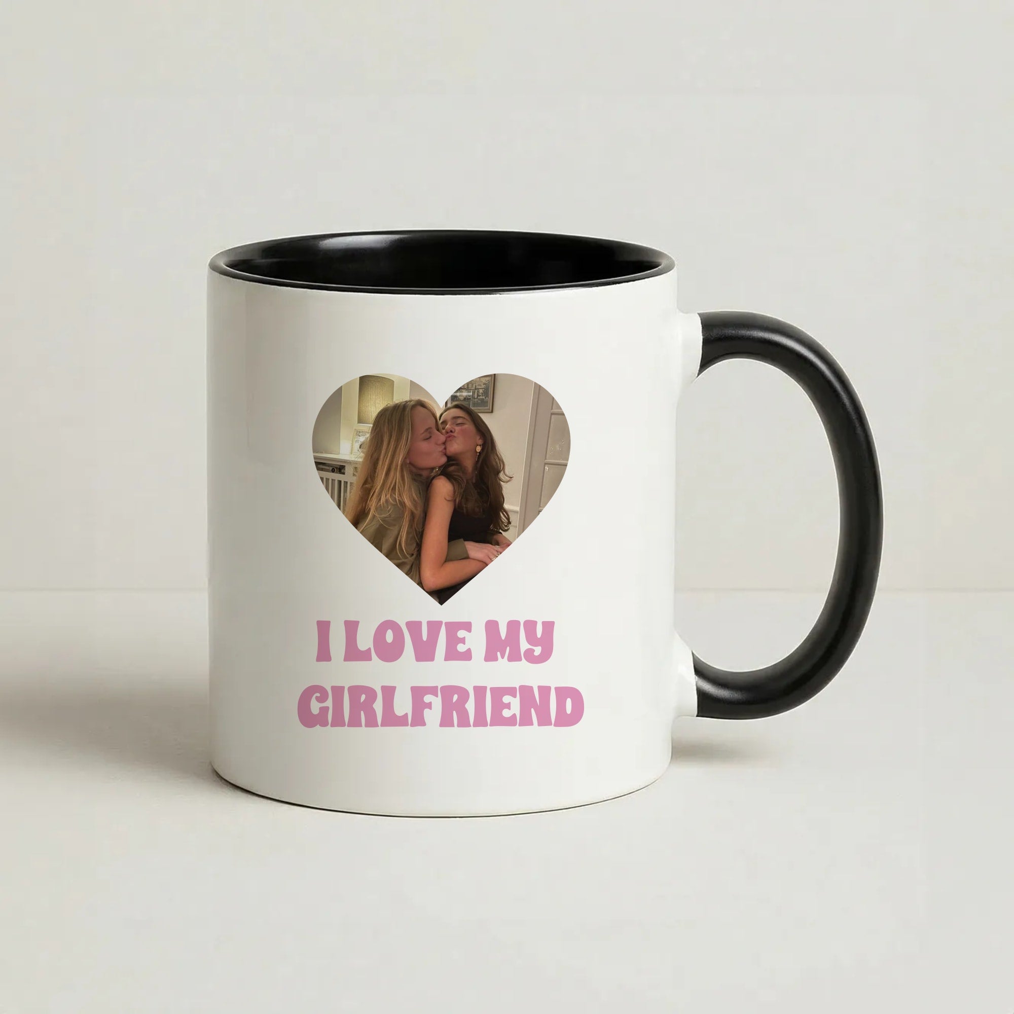 I Love My Girlfriend - Personalised Couples Coffee Black Mug