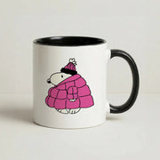 Cartoon Beagle Puffer Jacket Pink Mug 4