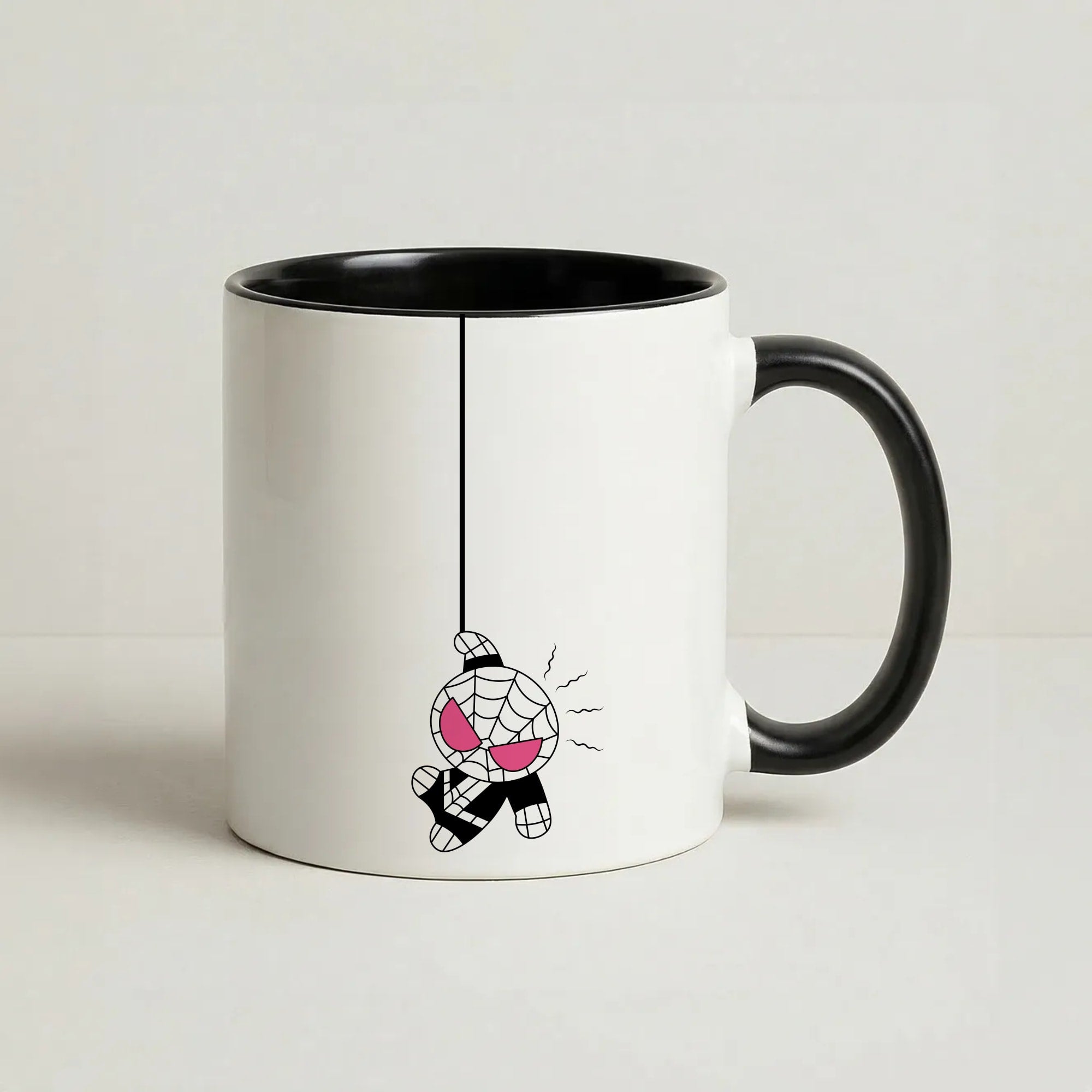 Black Hanging Spider Hero  Coffee Black Mug