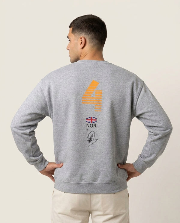 Norris - F1 Sweatshirt — Grey Back, worn