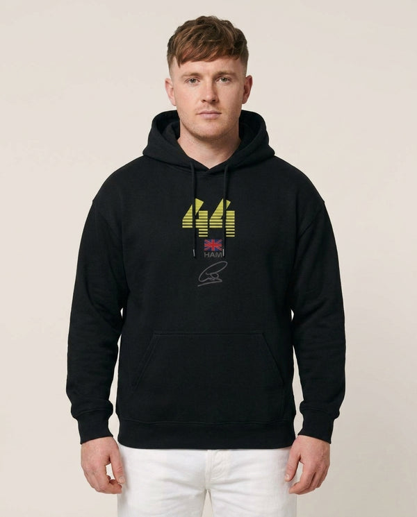 Lewis Hamilton - F1 Hoodie — Black Front, worn