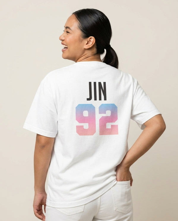 Jin 92 T-Shirt — White Back, worn